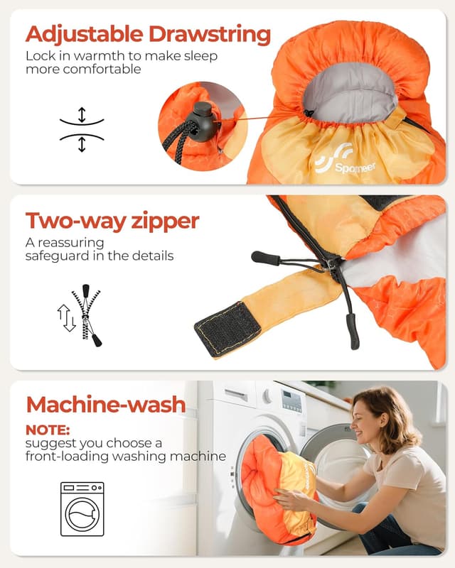 Detalle 1 de Sportneer Camping Sleeping Bag for Adults & Kids (3–4 Season) – Warm, Lightweight & Compact