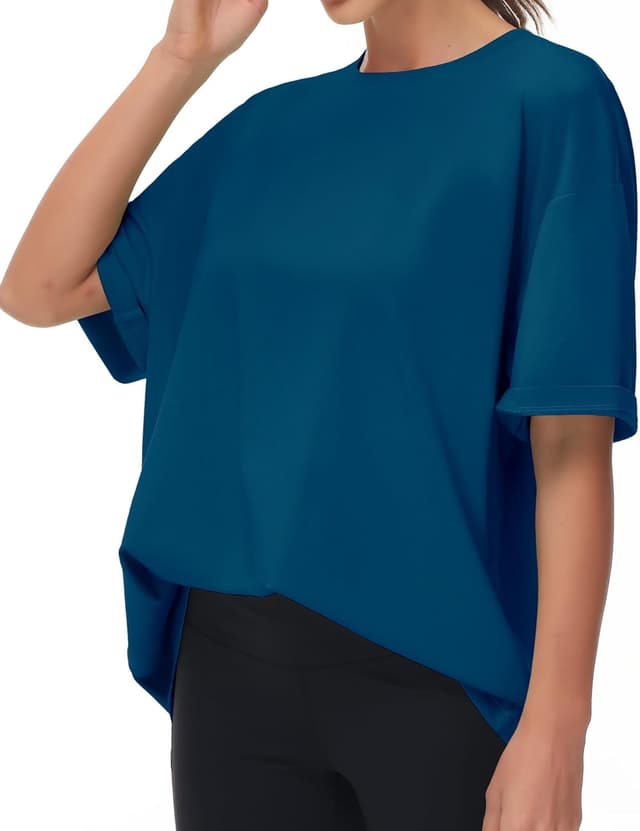 Detalle 2 de THE GYM PEOPLE T-Shirt oversize donna in maglia sportiva traspirante a maniche corte