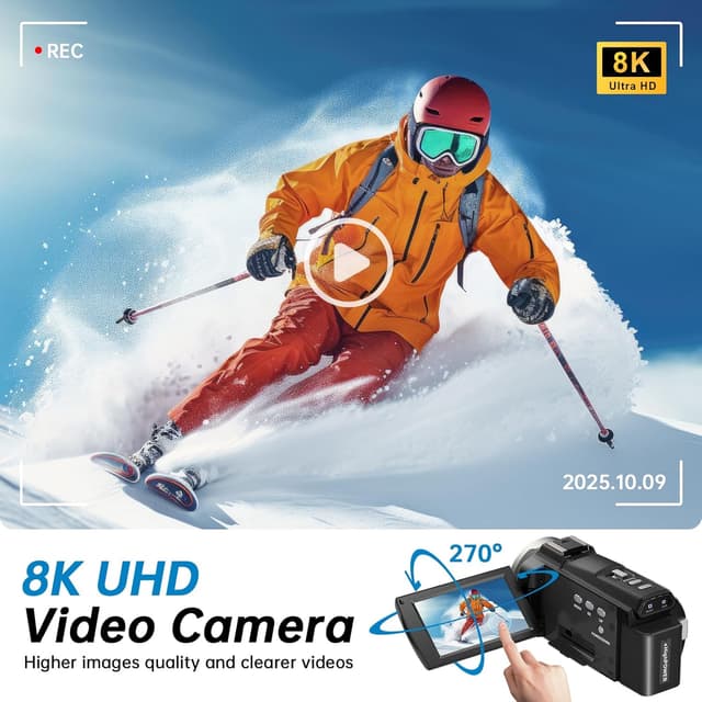 Thumbnail 1 de 8K Video Camera Camcorder 88MP 18X Zoom