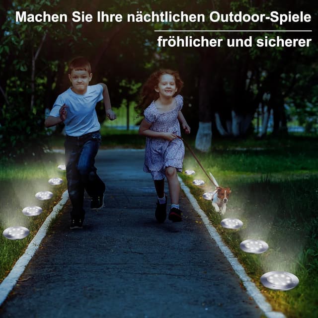 Detalle de Qedertek 16er-Set Solar-Bodenleuchten für außen mit 8 LEDs – wasserdicht (IP65) für Garten, Gehweg & Auffahrt