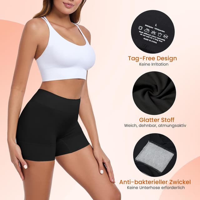 Detalle de YADIFEN Short cycliste femme pour robe : shorty taille haute anti-frottements sans coutures