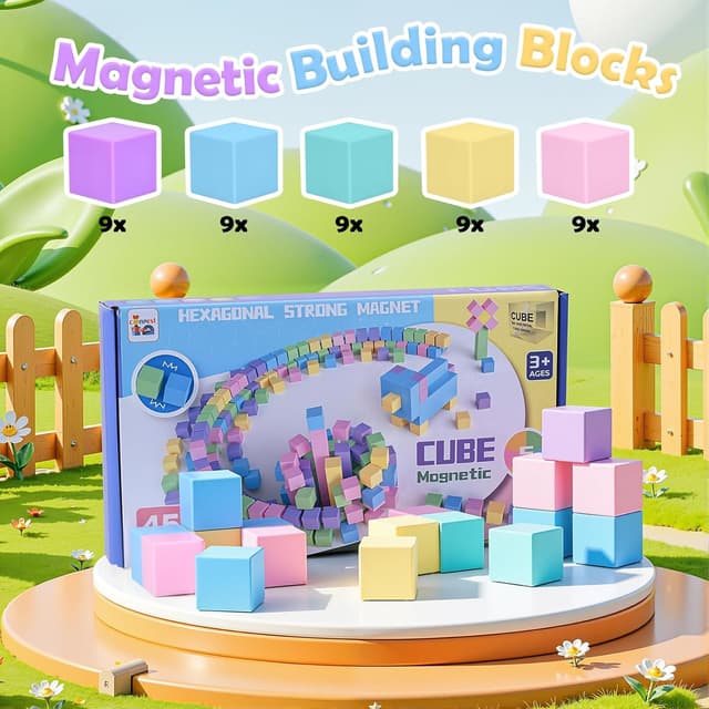 Detalle de Jeu de construction magnétique Ouxayapl – 45 pièces pour enfants dès 3 ans