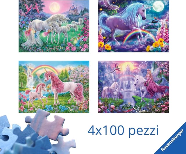 Detalle de Ravensburger Unicorni Magici 4 Pack puzzle bambini (5 anni) da 100 pezzi