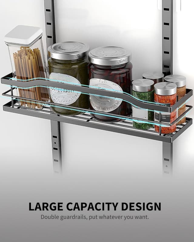 Detalle de Moforoco 9-Tier Over The Door Pantry Organizer (Black Metal) for Spice Storage and Small Spaces