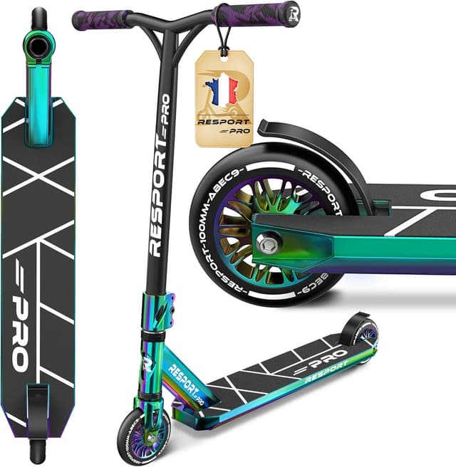 Detalle de RE:SPORT Trottinette stunt Revo Pro avec roues 110 mm PU et guidon en Y (cascade/freestyle)