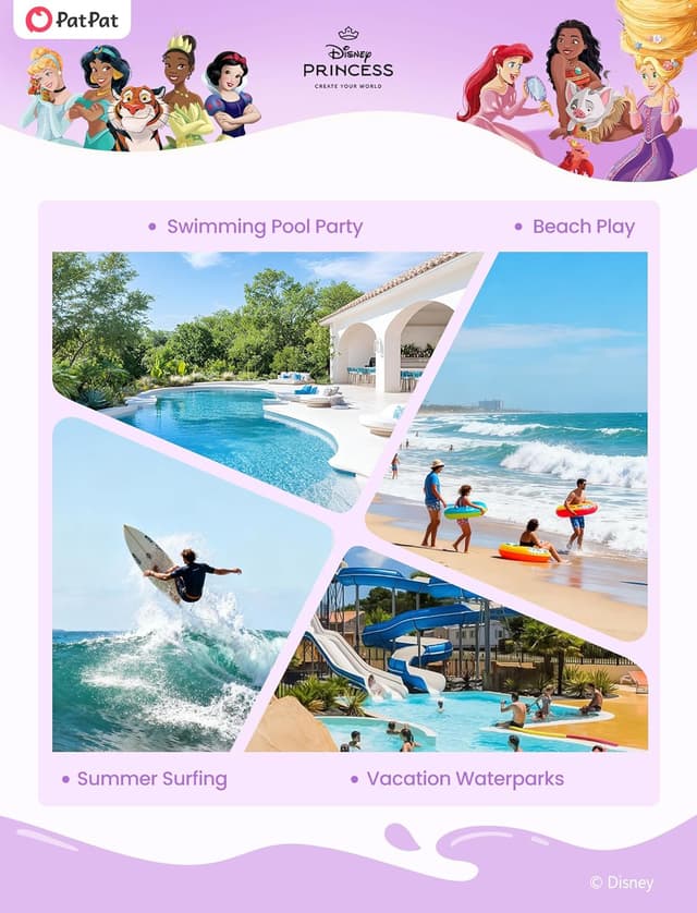 Thumbnail 6 de Disney Frozen Elsa Girls UPF 50+ Two-Piece Tankini Swim Set (Rashguard)