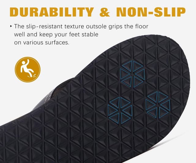 Detalle 2 de KuaiLu men’s leather arch support flip flops – cushioned wide-fit beach sandals with non-slip sole