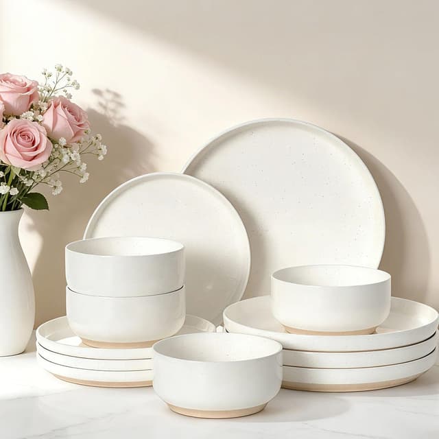 Imagen de Plates and Bowls 12-Piece Dinnerware 🍽 en OfertitasTOP