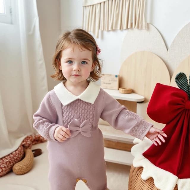 Detalle 2 de Hadetoto baby girls knitted romper outfit sets (newborn & infant)