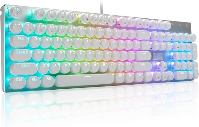 Detalle de HUO JI E-Yooso Z-88 Wired Typewriter-Style Mechanical Gaming Keyboard (Blue Clicky) with RGB, USB-C