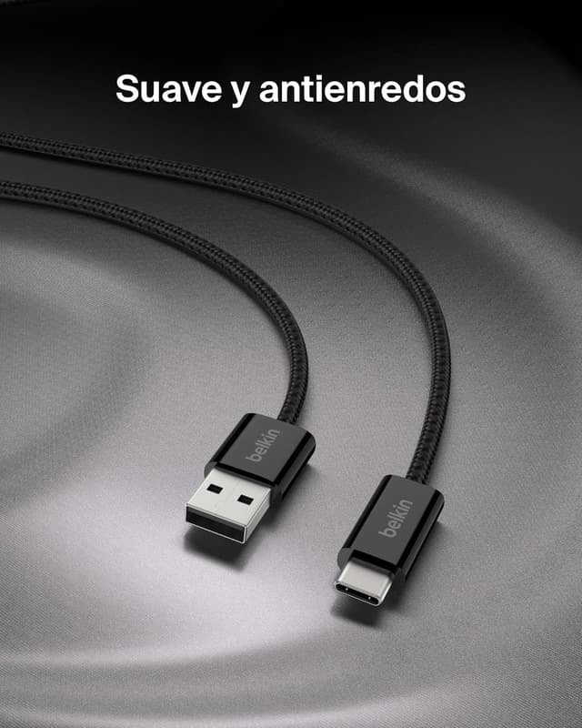 Detalle 2 de Belkin Pack de 2 Cables USB-A a USB-C Trenzados 1.5 m⚡