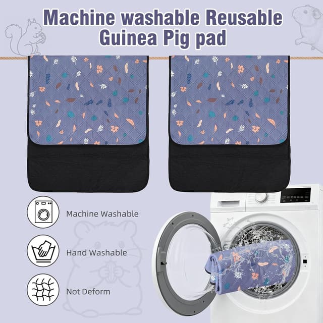 Detalle 1 de HOZKUY 2-Pack Guinea Pig Cage Liners & Bedding (28" x 36") – fast-absorbing, washable pee pads with non-slip base