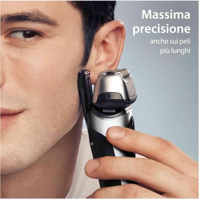 Detalle de Braun Series 8 8567cc argento: rasoio elettrico per barba con rifinitore di precisione e SmartCare