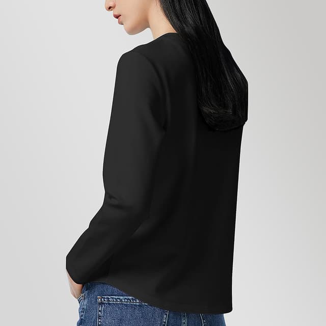 Detalle 2 de LiKing Maglietta donna a maniche lunghe con scollo tondo in cotone, 3 paia (3er pack) 6151