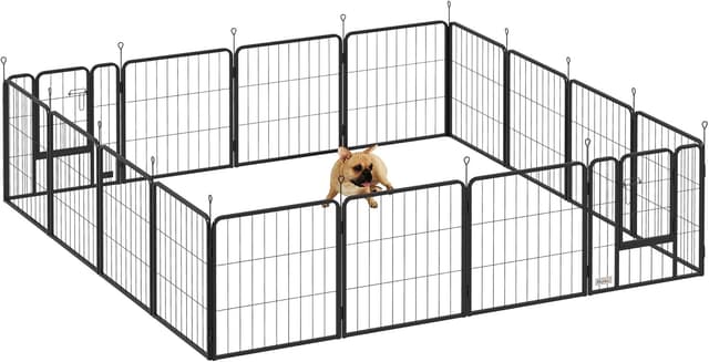 Detalle de PawHut parc pour chien pliable en acier 60H cm à 16 panneaux modulables avec 2 portes