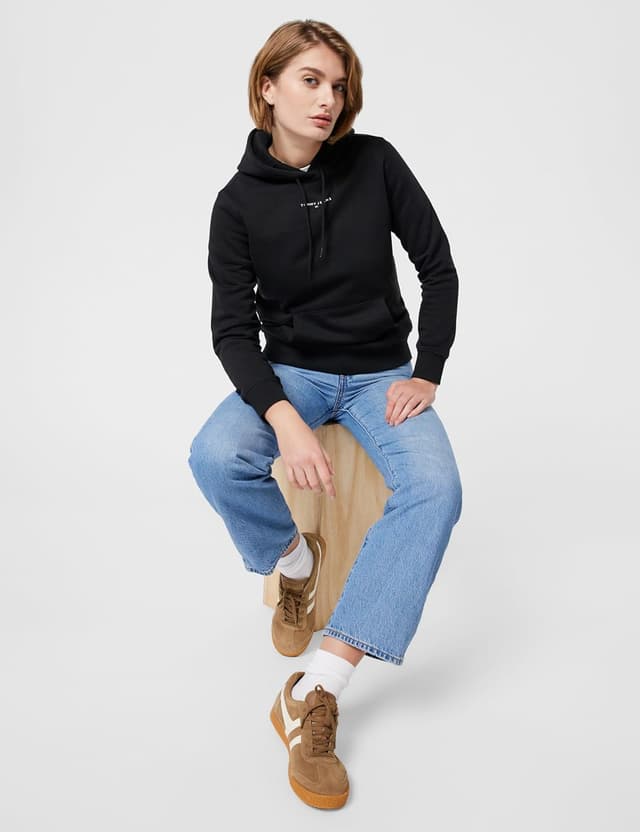Detalle 2 de Tommy Jeans Damen Hoodie Linear mit Kapuze – lässiger Pullover mit Tunnelzug