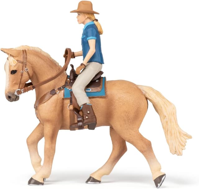 Detalle de Figurine animal Papo Cheval et Cavalier Western (Far West) – jouet enfant dès 3 ans, peinte à la main