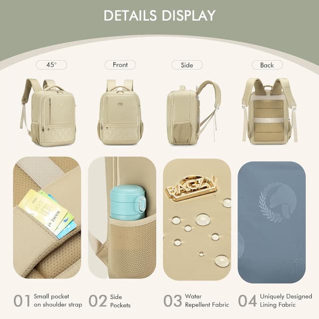 Detalle de Sac à dos cabine BAGZY 40x30x20 cm (25 L) avec compartiment ordinateur 15,6 pouces – Oxford noir