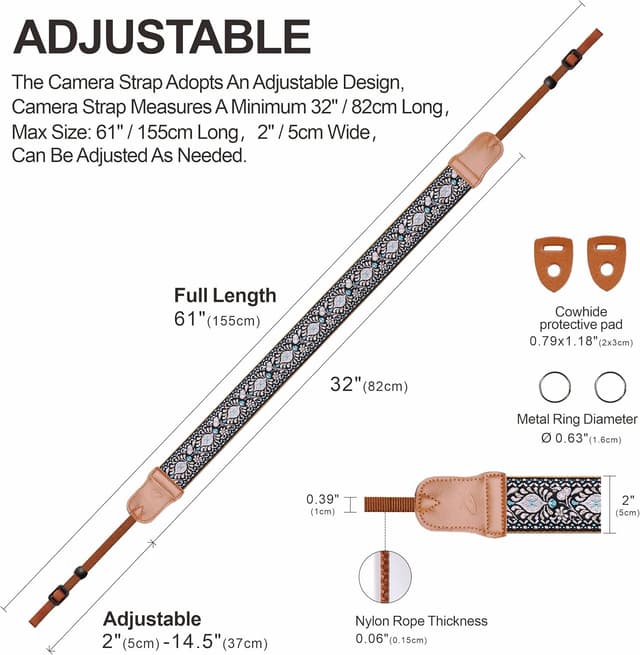 Detalle 2 de Padwa Lifestyle Kameragurt 5 cm Vintage