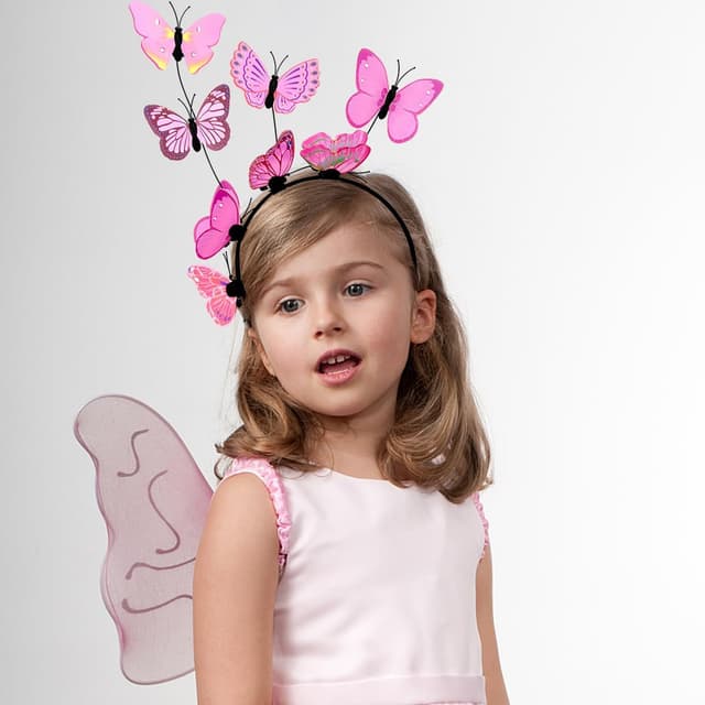 Detalle de Jaczora 2-pack Butterfly Headbands with 3D fairy elf hair accessories (blue + pink)