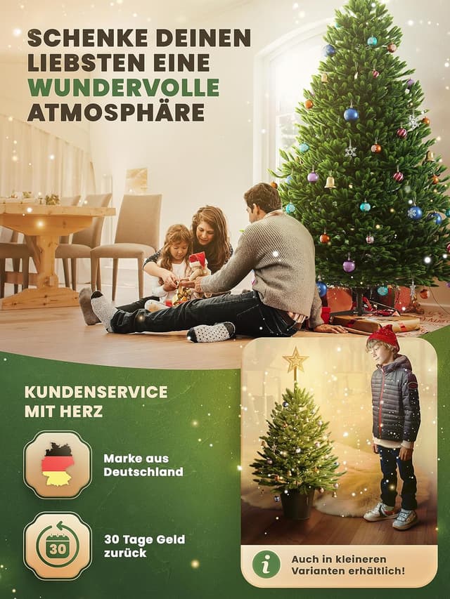 Thumbnail 6 de ArtiTree künstlicher Weihnachtsbaum Nordfichte (Nordfichte) – 210 cm, FSC-Holzständer & reißfeste Tragetasche (ohne Beleuchtung)