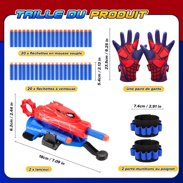 Detalle de Braxel Jouet Lanceur d’araignée réglable (lot de 2) pour garçons de 3 à 7 ans