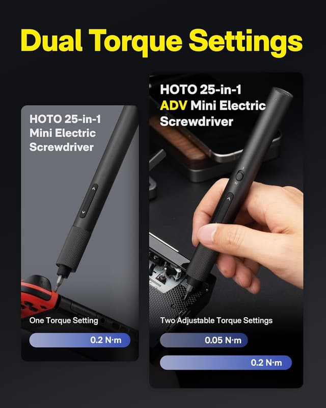 Detalle 1 de HOTO 25-in-1 ADV Mini Electric Screwdriver (LED) with Precision Bit Set