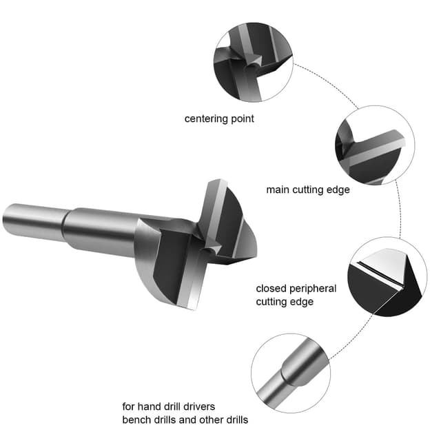 Detalle de flintronic Lot de mèches Forstner 6 pièces 10 à 35 mm (queue ronde) pour bois