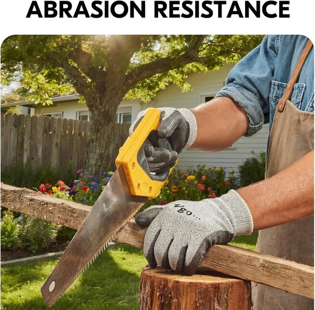 Detalle de Vgo Cut Resistant Gloves (2 Pairs) with HPPE anti-cut liner, EN388 Level C / ANSI Level 3 — Size XL, Grey (SK2131)