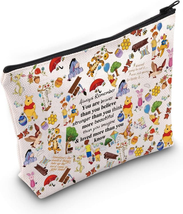 Detalle de LEVLO Friendship Cosmetic Make up Bag – cotton canvas zipper pouch for inspiring friend gift