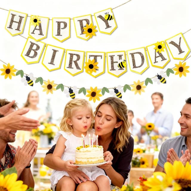 Thumbnail 6 de SUNBEAUTY Girlande Sonnenblumen Happy Birthday 2,5 m