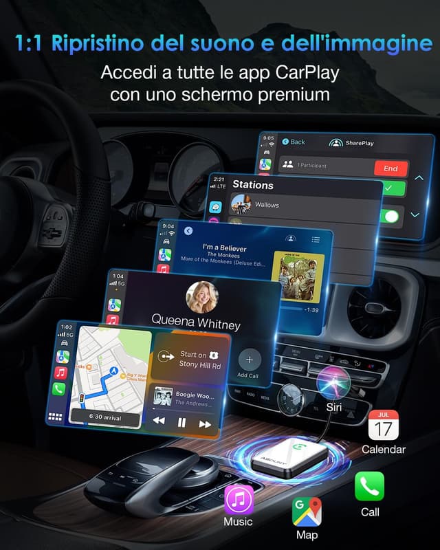 Detalle de ASOUNY CarPlay wireless 2025 per iPhone iOS 10