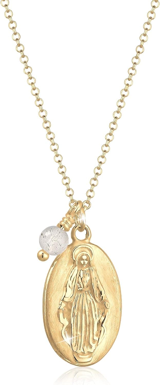 Detalle de Elli Halskette Marienbild Labradorit 925er Silber vergoldet