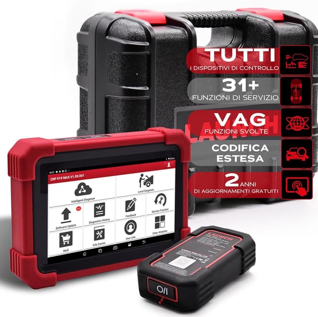 Detalle de LAUNCH CRP919MAX OBD2 scanner auto bidirezionale wireless: 31+ servizi, codifica ECU e supporto CAN FD & DoIP
