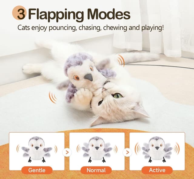 Detalle de Migipaws Rechargeable Flapping Bird toy for cats 🐱