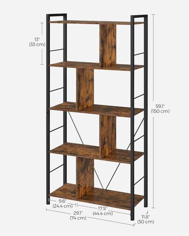 Detalle de VASAGLE LBC121B01 bookcase storage 5 tiers