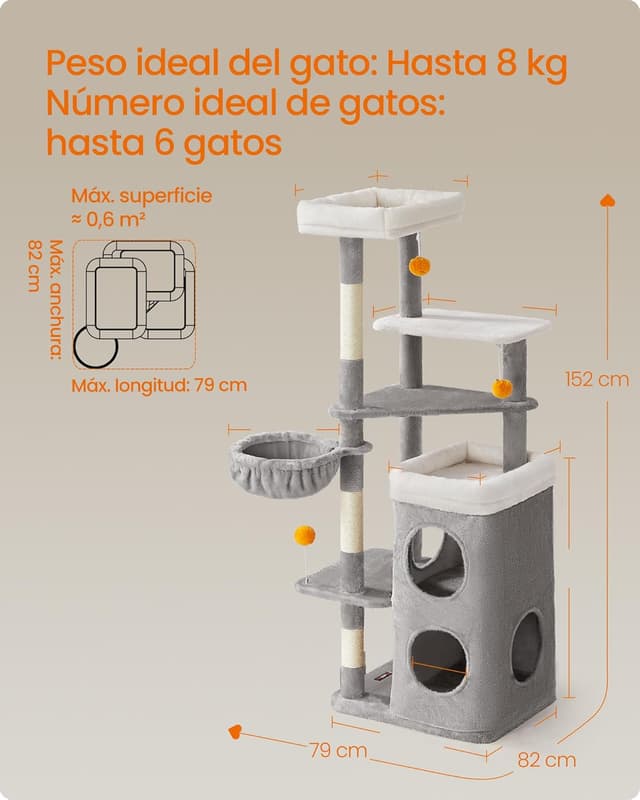 Thumbnail 6 de Feandrea Árbol Alto para Gatos 152 cm