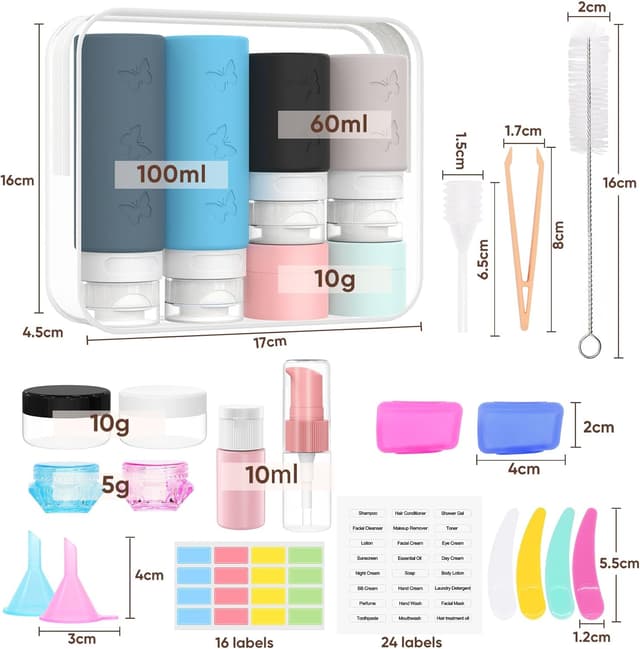 Thumbnail 6 de PLUSYES 26 Pezzi kit flaconi da viaggio 100ml