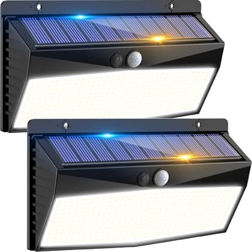 Detalle de Peasur Luz Solar LED Exterior para Jardín con sensor de movimiento (368 LED, 2 unidades, IP65)
