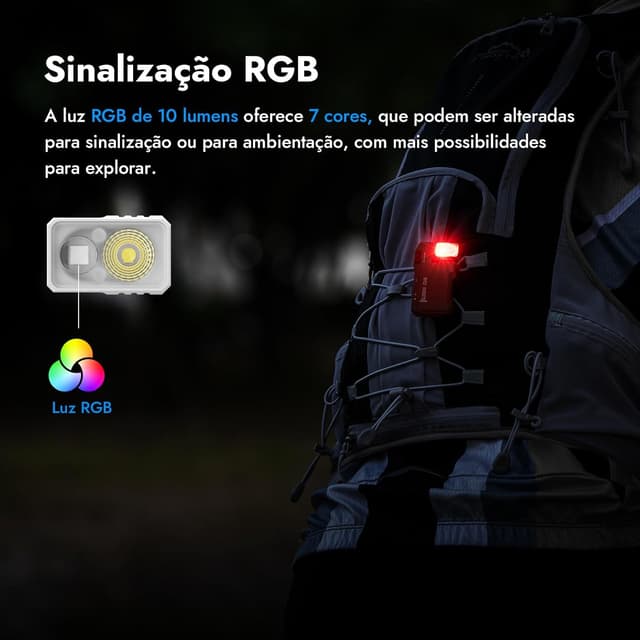 Detalle de WUBEN G5 Rechargeable EDC Flashlight (400 lumens) with RGB dual light, 180° head & USB-C charging