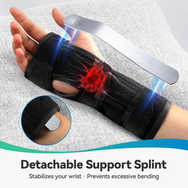 Detalle de AGPTEK Carpal Tunnel Wrist Support for Night Sleep (Night-Use Fitted Splint, Cushioned Pads) – Size S