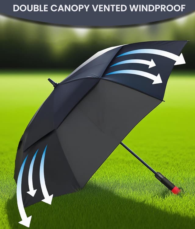 Detalle de SIEPASA Automatic Open Golf Umbrella (Extra Large, Double Canopy, Windproof & Waterproof)