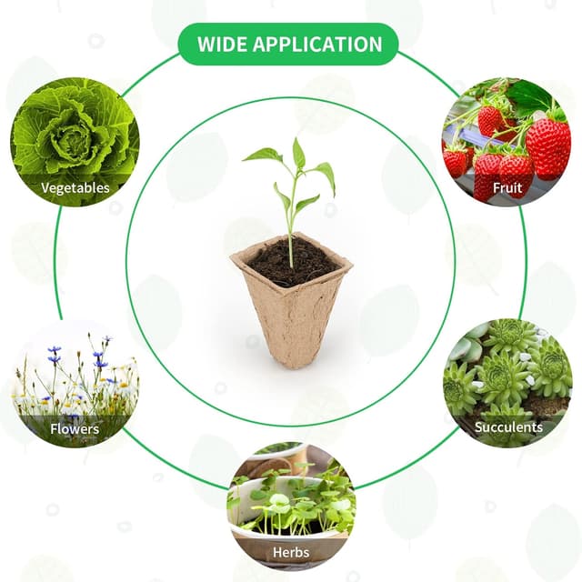 Detalle de KINGLAKE 10 Pack 120-Cell Biodegradable Seed Trays & Fibre Seed Pots Kit