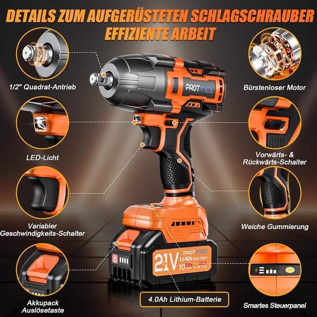 Thumbnail 4 de Protmex Cordless Impact Wrench 900 ft-lbs