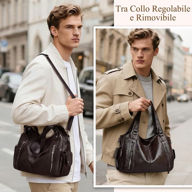 Detalle de VOESLD borsa donna in PU vintage chic con tracolla regolabile