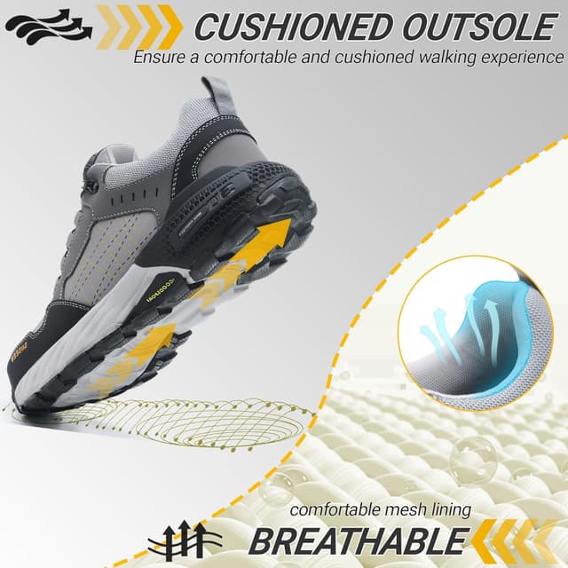 Detalle 2 de Stillithou Safety Trainers steel toe cap work shoes with swivel buckle laces