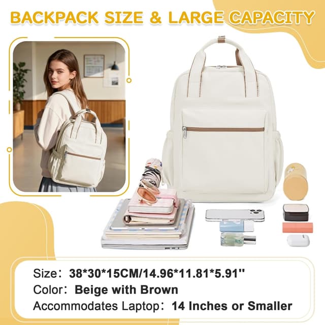 Detalle de HYC00 HYC00 School Backpack Women – Lightweight 17L Laptop Rucksack for Secondary School & Day Trips