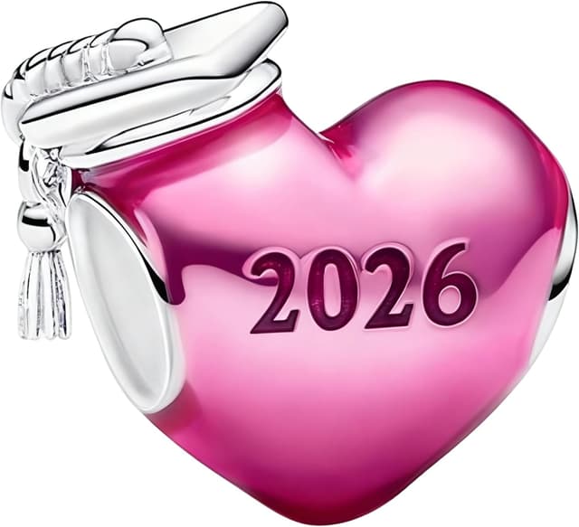 Detalle de PHCLASY Abschluss-Cap Stars Charm in Pink (Abschluss/Schulabschluss) – für Armbänder mit 4,5–5,0 mm Loch