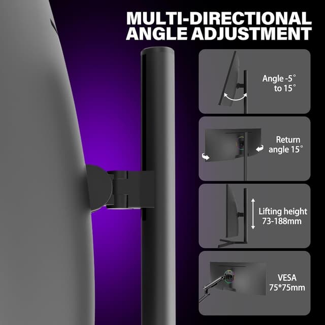 Detalle 2 de Gawfolk 34" Ultrawide Curved Gaming-Monitor (1500R) – UWQHD 3440×1440, 165 Hz, FreeSync, VESA 75×75