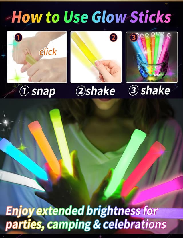 Detalle de FUSHI&MON Glow Sticks 30 Pack 6 inch